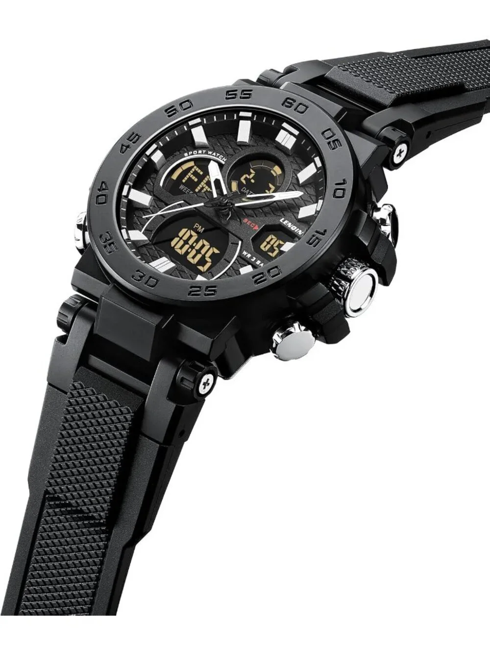 Mens All Black Digital Military Survival Tactical Outdoor Waterproof Wrist Watch